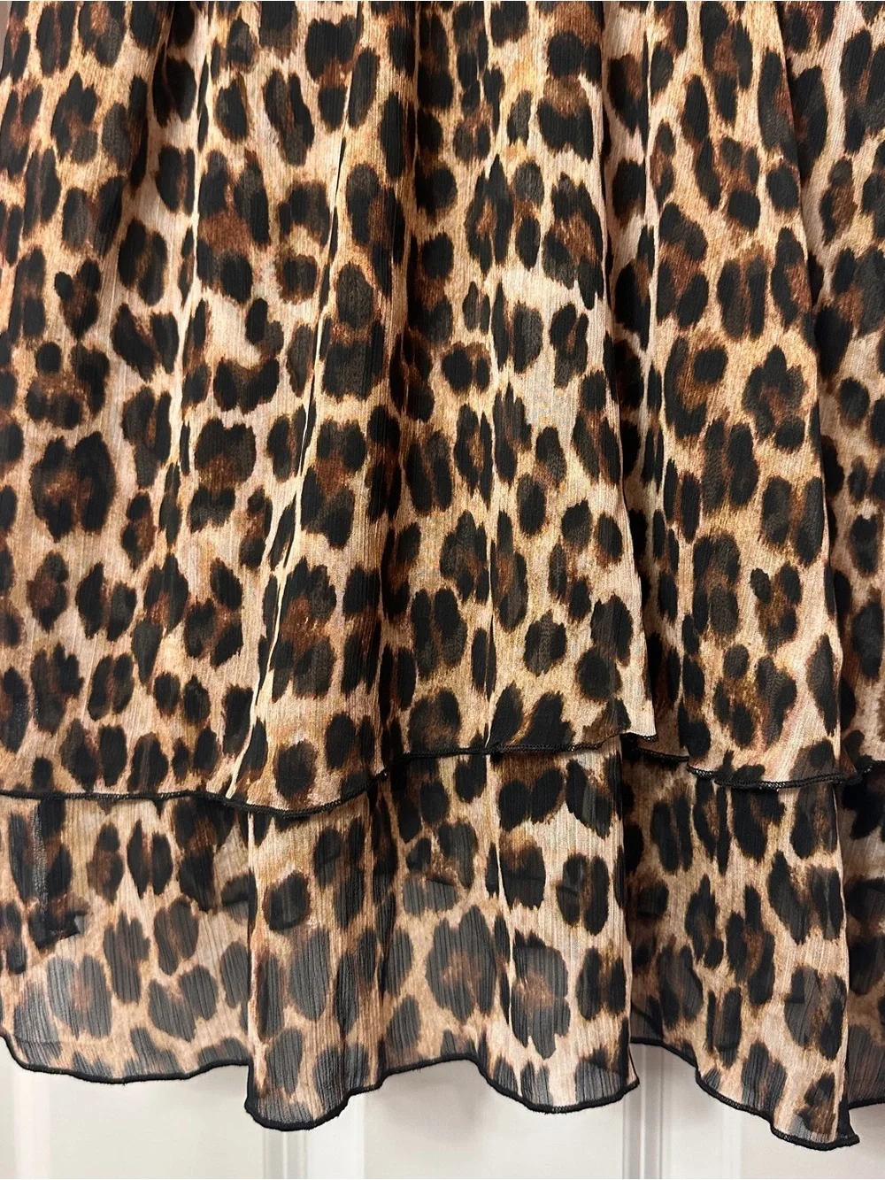 MNG Leopard Print Ruffled Long Sleeve Dress - Brown/Tan/Black - Picture 12 of 12